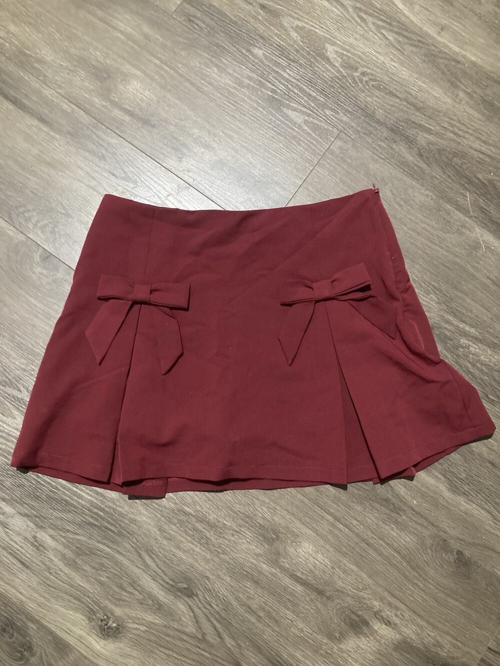 Altar'd State Women's Size Large Mini Skort Skirt With Shorts Deep Red Maroon